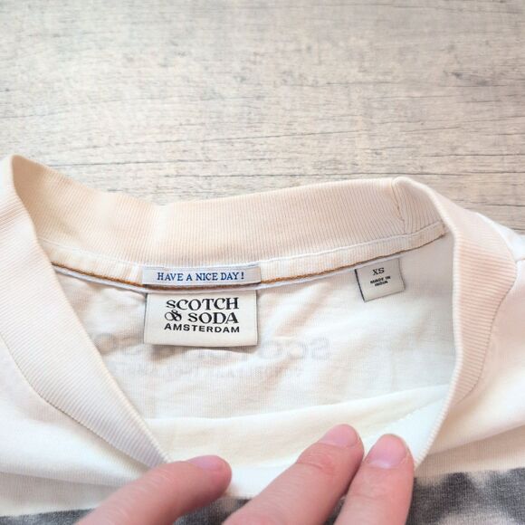 Scotch & Soda Crop T-Shirt Graphic Tee Size XS Ivory - Picture 4 of 14